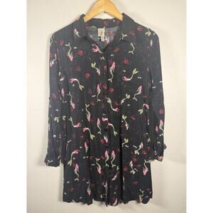 Women’s Size Small Black “Deep Sea Mermaid” ShunBo Button Down Long Sleeve Shirt